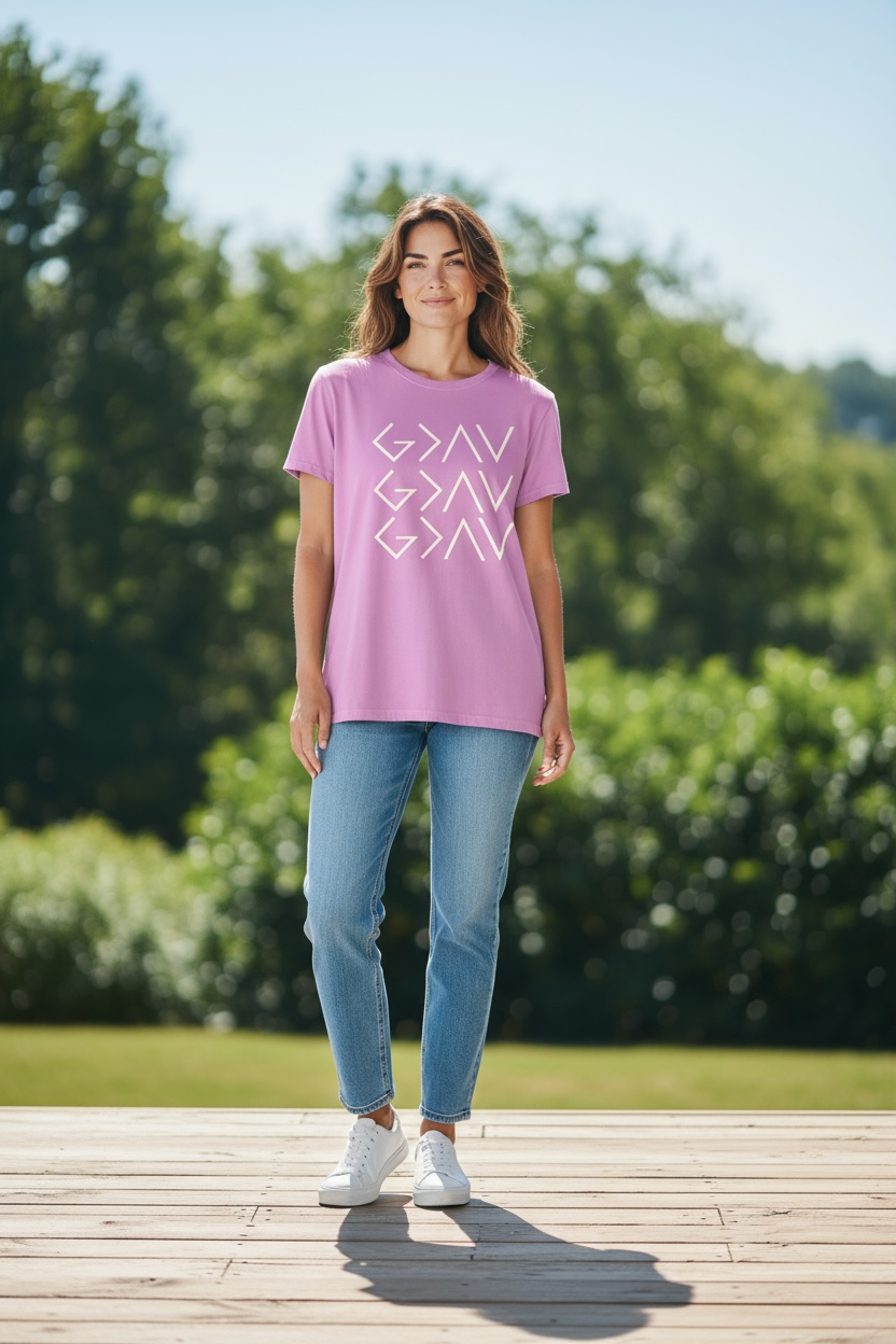God Is Greater Than the Highs and Lows T-Shirt Lilac Faith Tee